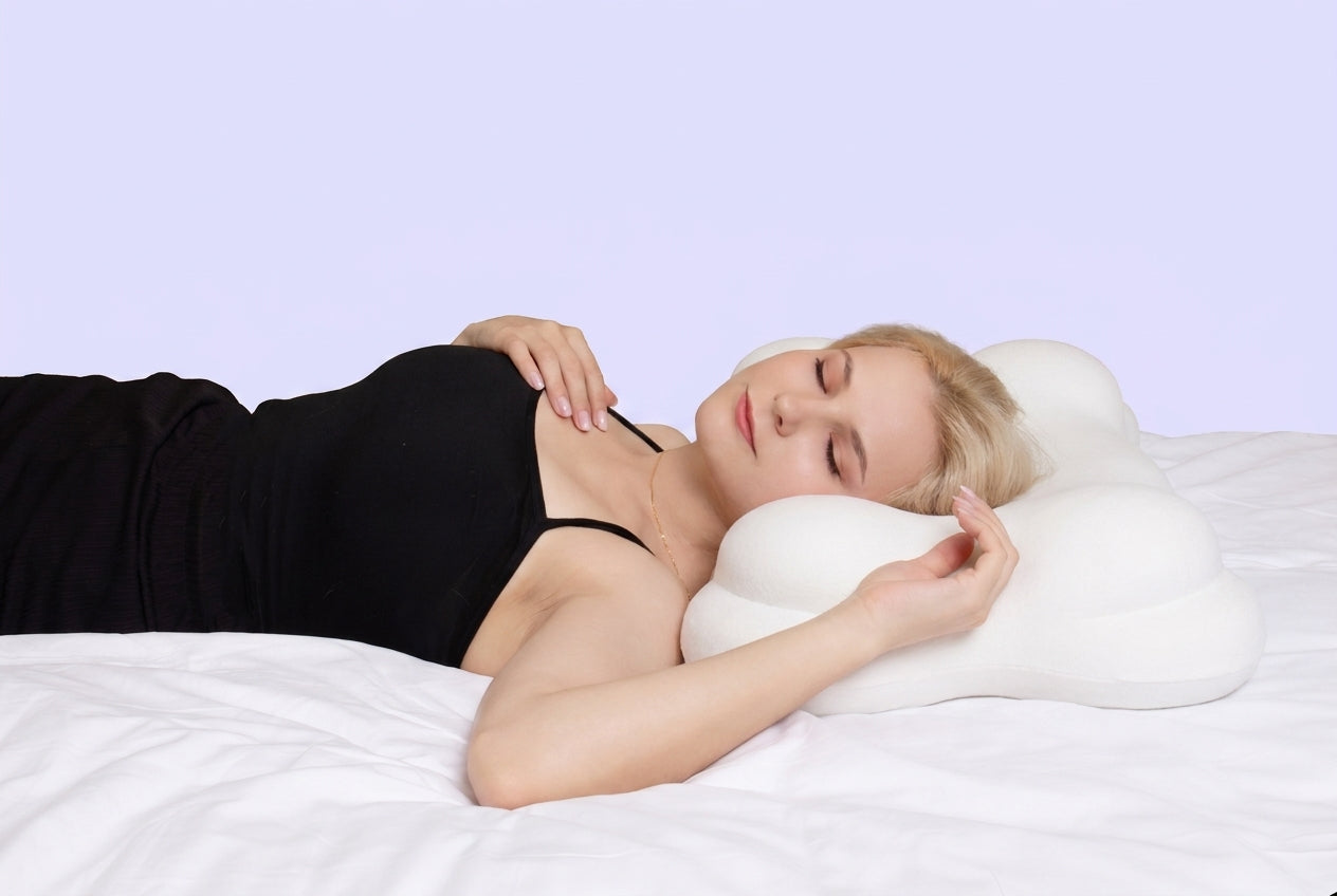 Dormeuse changeant de position, soutenue par les 6 zones de l'oreiller Mellow